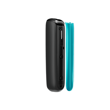 Ploom AURA priekinio dangtelio Ocean Blue šoninis vaizdas, atskirtas nuo įrenginio